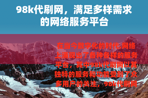 98k代刷网，满足多样需求的网络服务平台