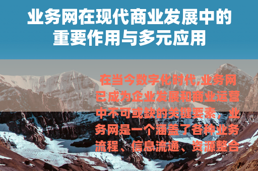 业务网在现代商业发展中的重要作用与多元应用