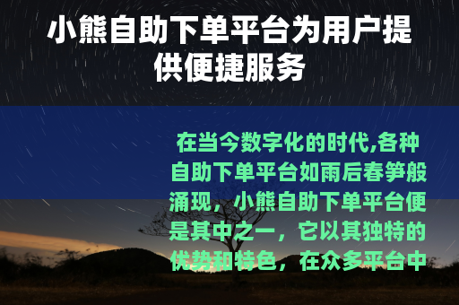 小熊自助下单平台为用户提供便捷服务