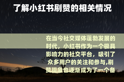 了解小红书刷赞的相关情况