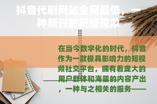 抖音代刷网站全网最低，一种新兴的网络现象