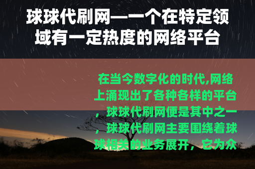 球球代刷网—一个在特定领域有一定热度的网络平台