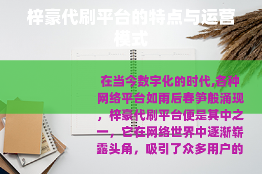梓豪代刷平台的特点与运营模式