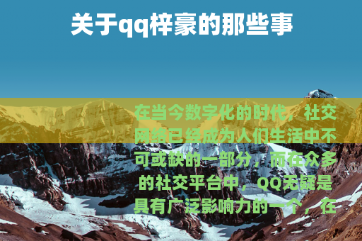 关于qq梓豪的那些事