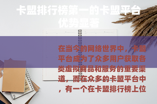 卡盟排行榜第一的卡盟平台优势显著