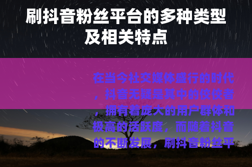 刷抖音粉丝平台的多种类型及相关特点