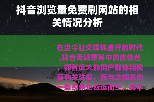 抖音浏览量免费刷网站的相关情况分析