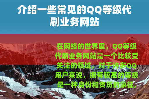 介绍一些常见的QQ等级代刷业务网站