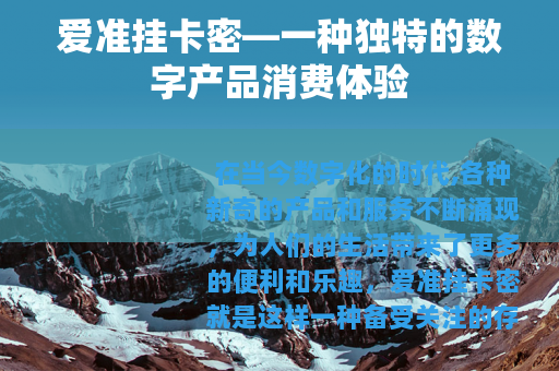 爱准挂卡密—一种独特的数字产品消费体验