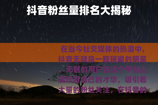 抖音粉丝量排名大揭秘