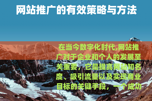 网站推广的有效策略与方法