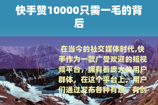 快手赞10000只需一毛的背后