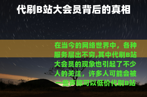 代刷B站大会员背后的真相