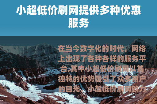 小超低价刷网提供多种优惠服务