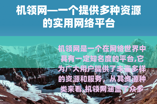 机领网—一个提供多种资源的实用网络平台