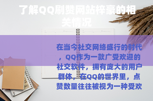了解QQ刷赞网站梓豪的相关情况