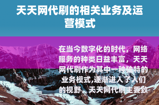 天天网代刷的相关业务及运营模式