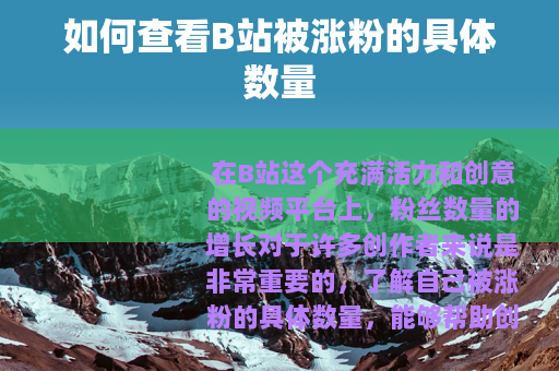 如何查看B站被涨粉的具体数量