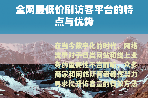全网最低价刷访客平台的特点与优势