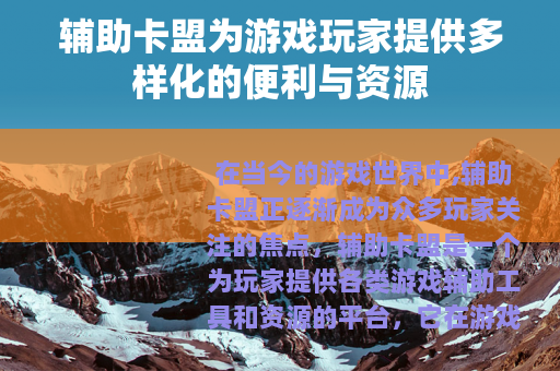 辅助卡盟为游戏玩家提供多样化的便利与资源