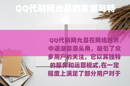 QQ代刷网允昌的发展与特点
