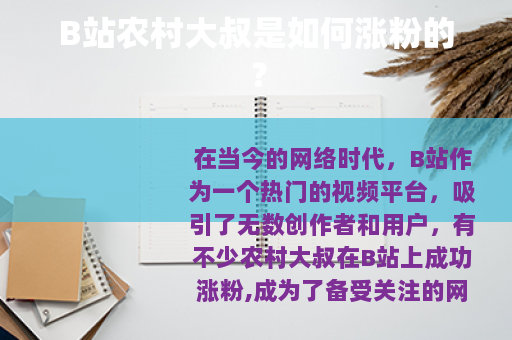B站农村大叔是如何涨粉的？