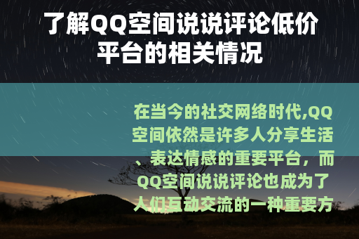 了解QQ空间说说评论低价平台的相关情况