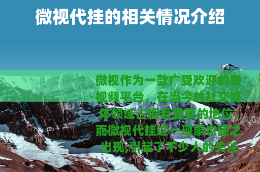 微视代挂的相关情况介绍