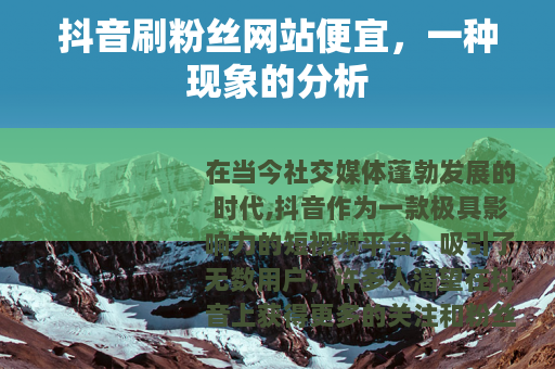 抖音刷粉丝网站便宜，一种现象的分析
