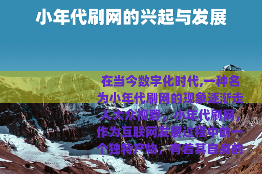 小年代刷网的兴起与发展