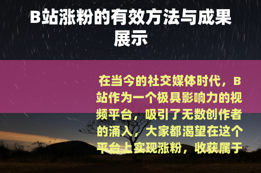B站涨粉的有效方法与成果展示