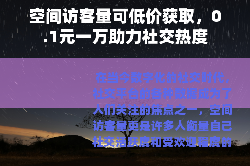 空间访客量可低价获取，0.1元一万助力社交热度
