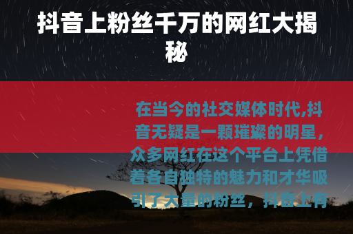 抖音上粉丝千万的网红大揭秘