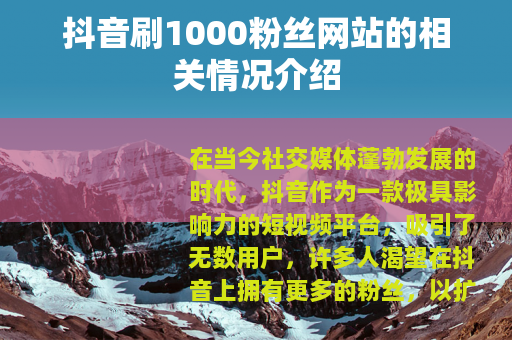 抖音刷1000粉丝网站的相关情况介绍