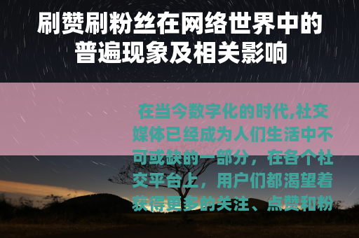 刷赞刷粉丝在网络世界中的普遍现象及相关影响