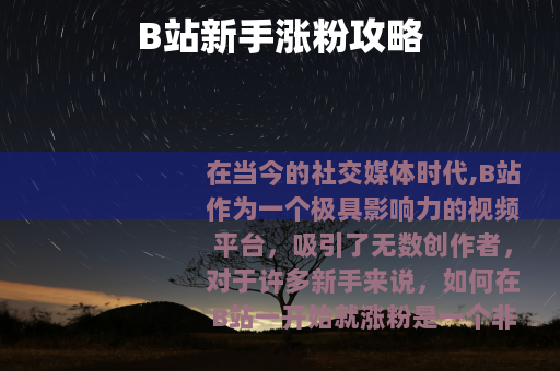 B站新手涨粉攻略