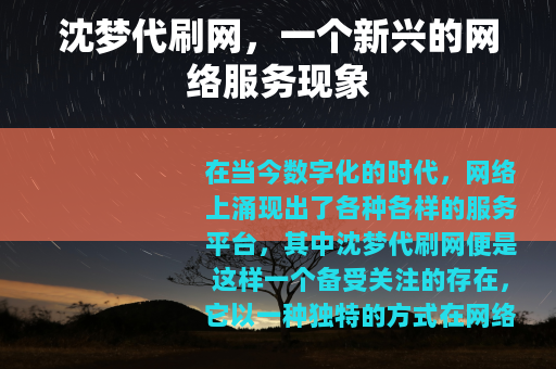 沈梦代刷网，一个新兴的网络服务现象