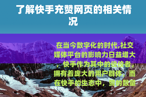 了解快手充赞网页的相关情况
