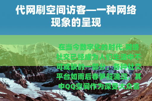 代网刷空间访客—一种网络现象的呈现