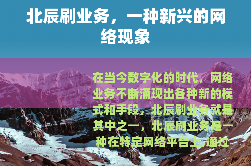 北辰刷业务，一种新兴的网络现象