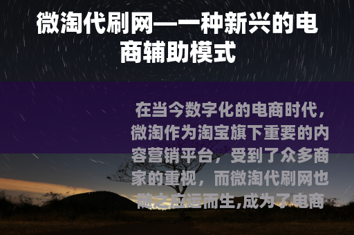 微淘代刷网—一种新兴的电商辅助模式
