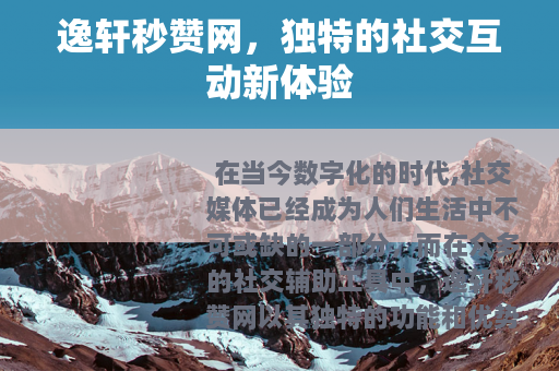 逸轩秒赞网，独特的社交互动新体验