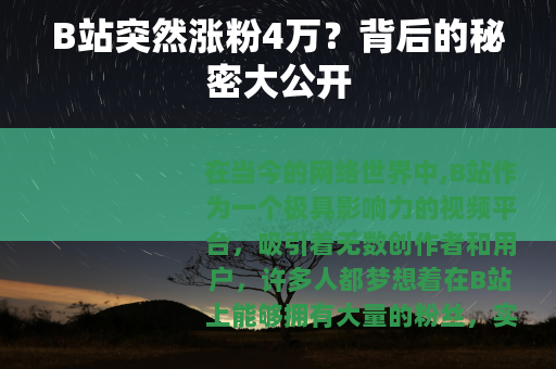 B站突然涨粉4万？背后的秘密大公开