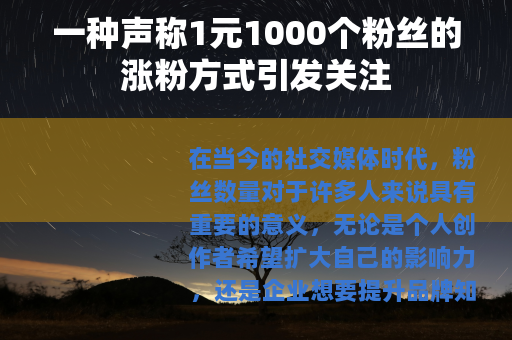 一种声称1元1000个粉丝的涨粉方式引发关注