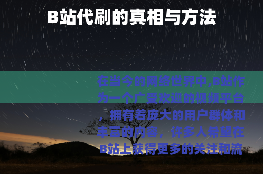 B站代刷的真相与方法