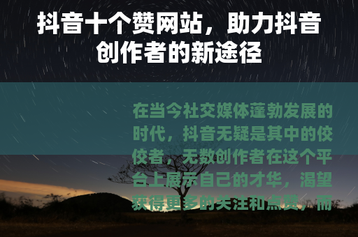 抖音十个赞网站，助力抖音创作者的新途径