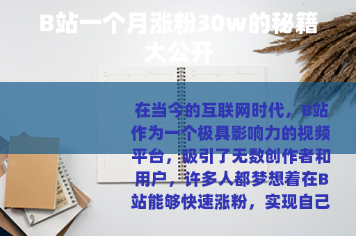 B站一个月涨粉30w的秘籍大公开