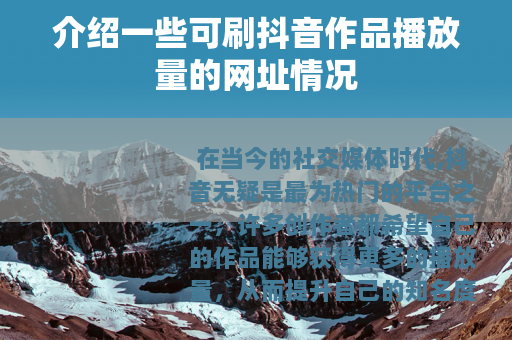 介绍一些可刷抖音作品播放量的网址情况