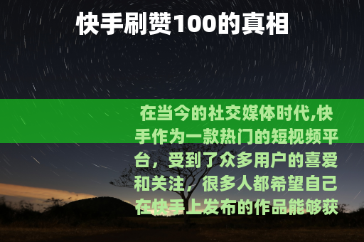 快手刷赞100的真相