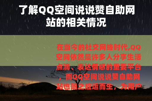 了解QQ空间说说赞自助网站的相关情况